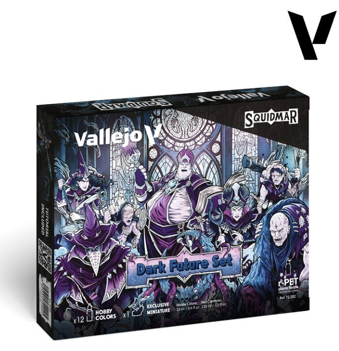 VALLEJO : REF : VAL72202 : MODEL / GAME / EXPRESS COLOR SERIES : Dark Future Set (12) + 1 Fig. ("Squidmar") (BOX SET / COFFRET)