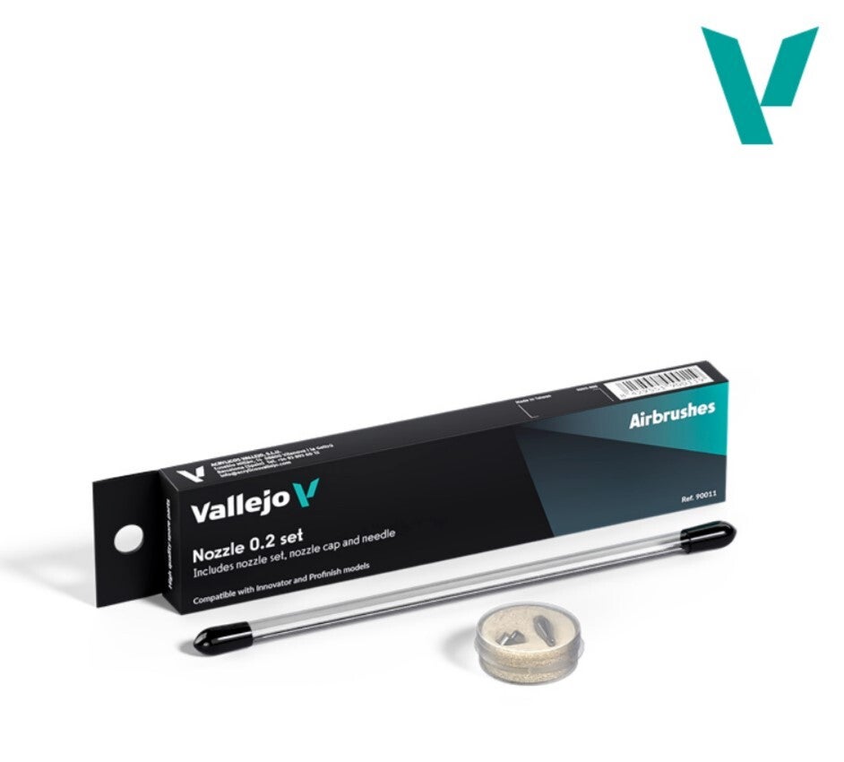 VALLEJO : REF : 90011 : AIRBRUSH ACCESSORY : Complete Needle + Nozzle / Needle Cap SET 0.2 (FOR VAL REF : 90001 & 90002)