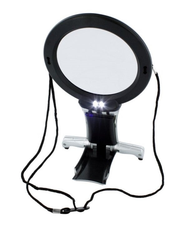 SHESTO : (LIGHTCRAFT) : REF : LC1850 : HANDHELD MAGNIFIER (LOUPE PORTATIVE) : LED Dual Purpose Neck & Desk Magnifier / Loupe LED de Cou et de Bureau à Double Usage