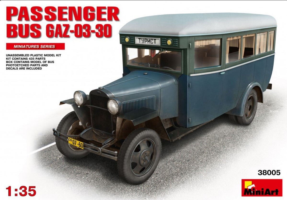 MINIART : REF : MINIART 38005 : 1:35 : RUSSIAN (SOVIET) : Soviet Gorkiy Avtomobil Zavod (GAZ) : GAZ-03-30 (Passenger Bus)