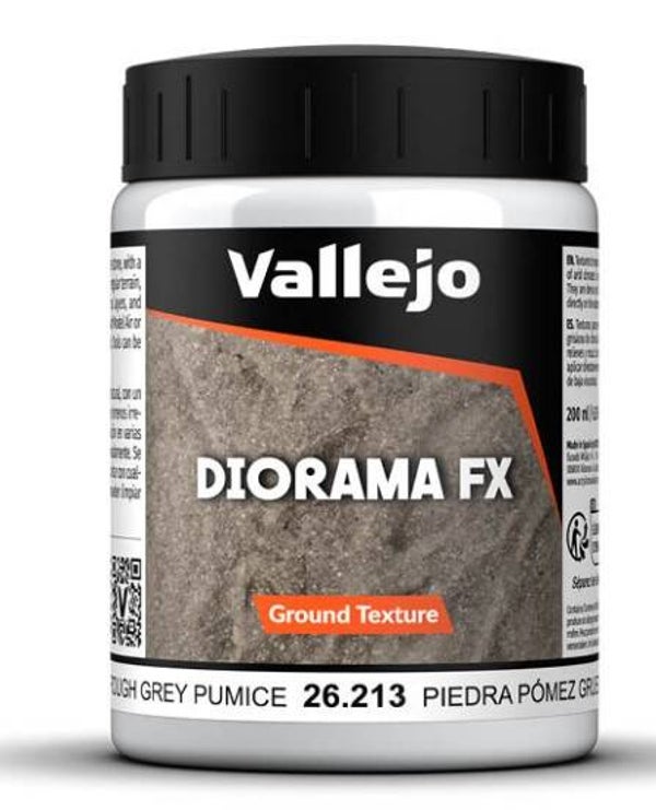 VALLEJO : REF : VAL26213 : DIORAMA EFFECTS : FX SERIE : GROUND TEXTURES : Rough Grey Pumice (200 ml)