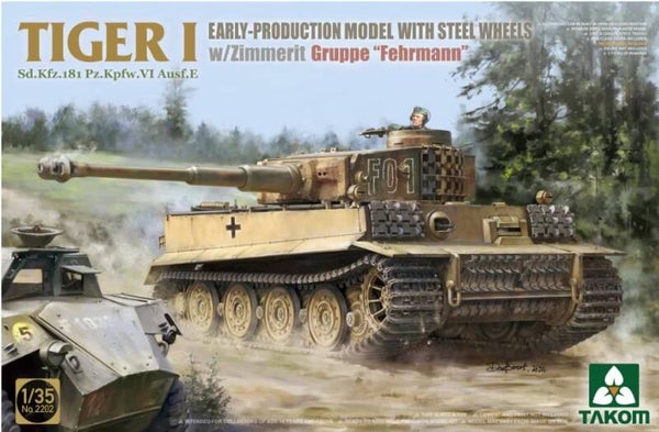 TAKOM : REF : 2202 : 1:35 : German : Tiger I (Sd.Kfz. 181 Pz.Kpfw. VI Ausf. E) (Early Production with Steel Wheels and with Zimmerit) (Gruppe "Fehrmann")
