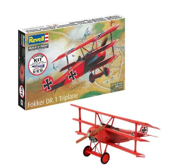 REVELL : REF : 74116 : 1:72 : AIRCRAFT KIT : German : FOKKER : DR.1 Triplane (STARTER KIT)