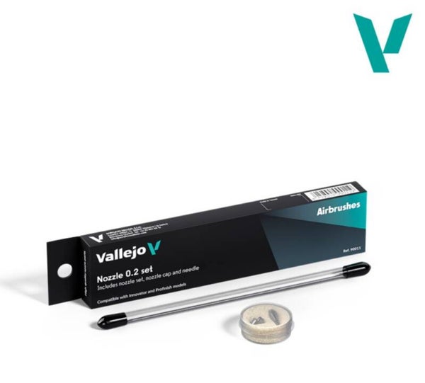 VALLEJO : REF : 90011 : AIRBRUSH ACCESSORY : Complete Needle + Nozzle / Needle Cap SET 0.2 (FOR VAL REF : 90001 & 90002)