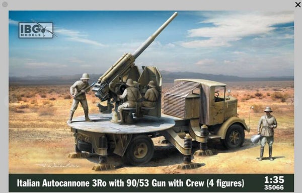 IBG MODELS : REF : IBG35066 : 1:35 : Italy : Lancia : Autocannone 3Ro with 90/53 Gun (4 figures)