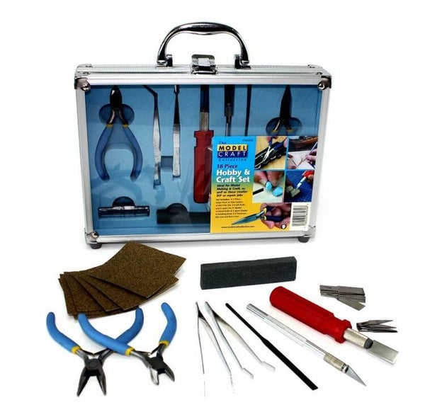 SHESTO (MODELCRAFT) : REF : PTK1018 : TOOLS SET / SET D'OUTILS : 18 Pce Hobby and Craft Set (Artisanat)