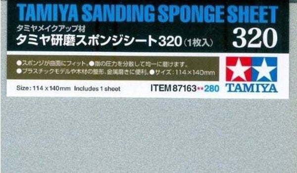 TAMIYA : REF : 87163 : TOOL / OUTILLAGE : Sanding Sponge Sheet P320 / Feuille d'Eponge Abrasive P320