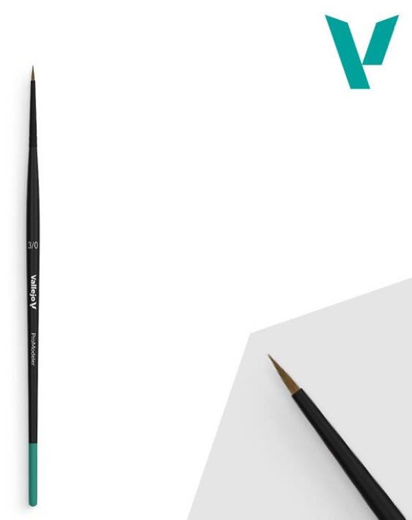 VALLEJO : BRUSH : REF : VALB01030 : PRO MODELER : Natural Hair Round Brush No. 3/0