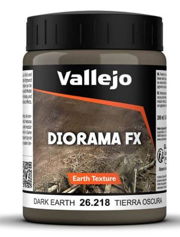VALLEJO : REF : VAL26218 : DIORAMA EFFECTS : FX SERIE : EARTH TEXTURES : Dark Earth (200 ml)