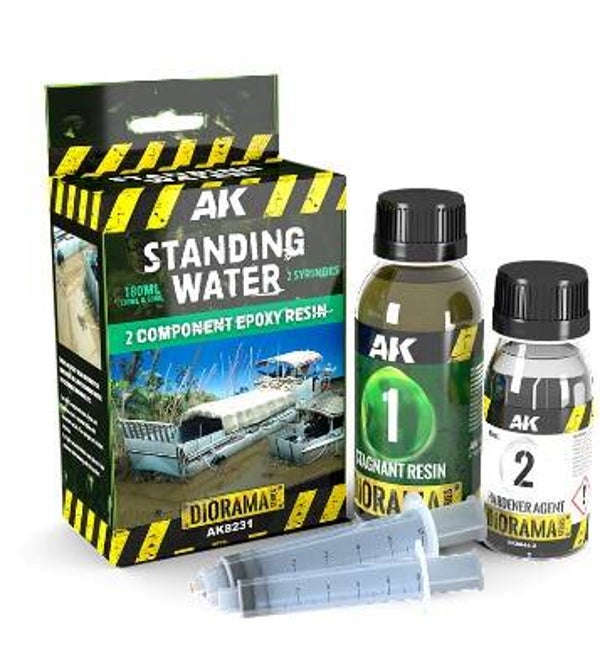 AK INTERACTIVE : REF : AK8231 : FOR DIORAMA : PASTES & TEXTURES : RESIN STAGNANT WATER COMPONENTS EPOXY RESIN (180 ML)