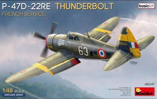 MINIART : REF : MINIART 48047 : 1:48 : US : REPUBLIC : P-47D-22RE THUNDERBOLT (Under French Service) (BASIC KIT)