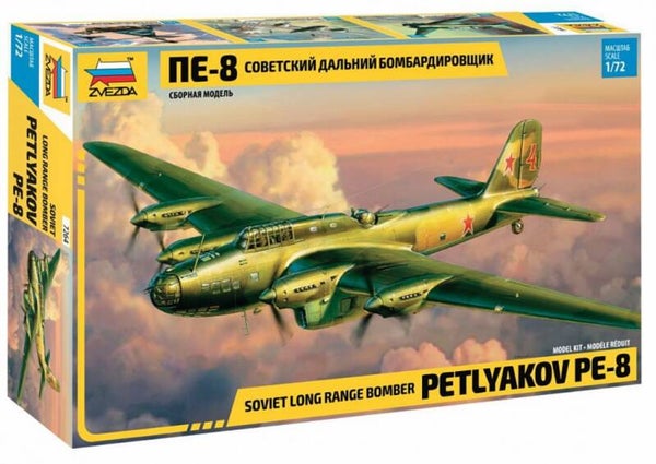 ZVEZDA : REF : 7264 : 1:72 : RUSSIAN (SOVIET) : Vladimir Petliakov : Petlyakov Pe-8 (Long Range Dive Bomber) ("Peshka")