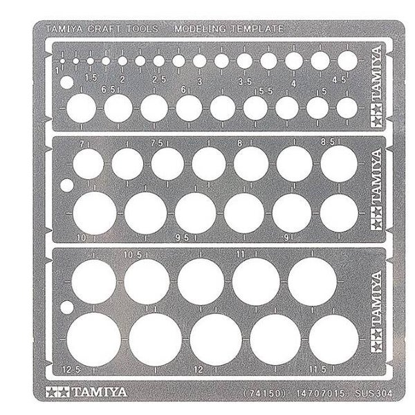 TAMIYA : REF : 74150 : TOOL / OUTILLAGE : MODELING TEMPLATE (ROUND, 1-12.5mm) (GABARIT ROND)