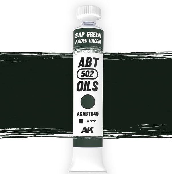 AK INTERACTIVE : REF : AKABT040 : ABT 502 SERIE (OIL / HUILE) : Sap Green / Faded Green (Vert Sève /Vert Délavé) (20ml)