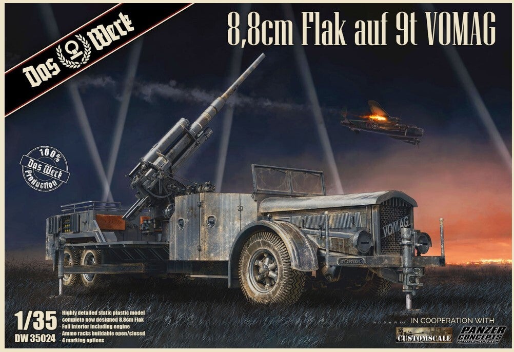 DAS WERK : REF : DW35024 : 1/35 : German VOMAG : 8,8 cm Flak auf 9t (Mobile Anti Aircraft)