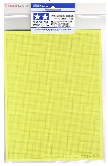 TAMIYA : REF : 87129 : TOOL / OUTILLAGE : Masking Sticker Sheet (1 MM Grid Type) / Planche d'Autocollants de Masquage (Type Quadrillage 1 mm) (5 Pieces)