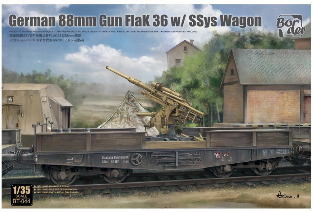 BORDER MODEL : REF : BT 044 : 1/35 : German 88mm Gun Flak 36 (With SSys Wagon)