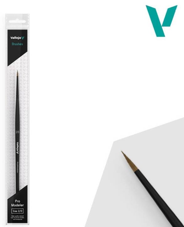 VALLEJO : BRUSH : REF : VALB01020 : PRO MODELER : Natural Hair Round Brush No. 2/0