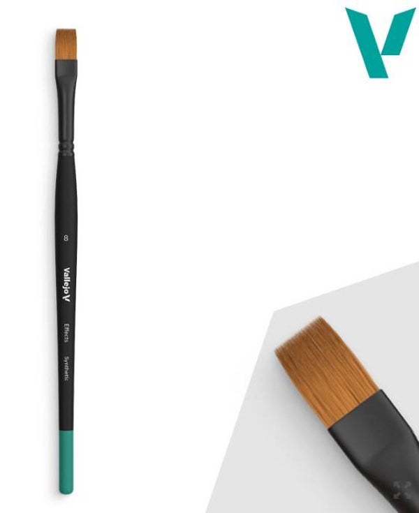 VALLEJO : BRUSH : REF : VALB04008 : EFFECTS : Flat Rectangular Synthetic Brush No. 8