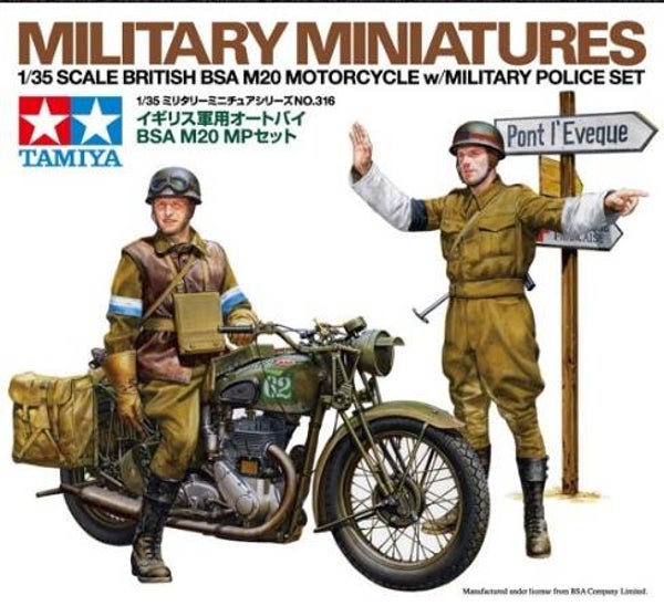 TAMIYA : REF : 35316 : 1:35 : UK : BSA : M20 Motorcycle with Military Police (2 Fig.)