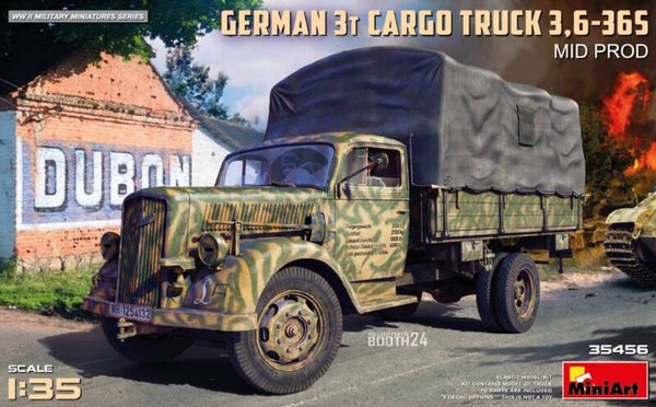 MINIART : REF : MINIART35456 : 1:35 : GERMAN 3T CARGO TRUCK 3,6-36S MID PROD