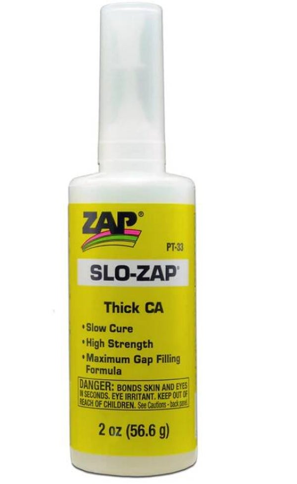 ZAP : REF : ZAPPT33 : ZAP Slo-Zap CA 2oz ( 56,6g) ("Colle épaisse Lente à Haute Viscosité")