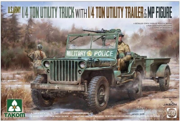 TAKOM : REF : 2126 : 1/35 : US : Willys-Overland : 1/4 Ton Utility Truck (With 1/4 Ton Utility Trailer & MP Figure)