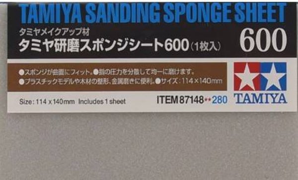 TAMIYA : REF : 87148 : TOOL / OUTILLAGE : Sanding Sponge Sheet P600 / Feuille d'Eponge Abrasive P600