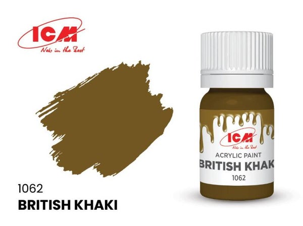 ICM : ACRYLIC PAINT : REF : ICM1062 : BASIC COLOR : British Khaki / Kaki Britannique (12 ml)