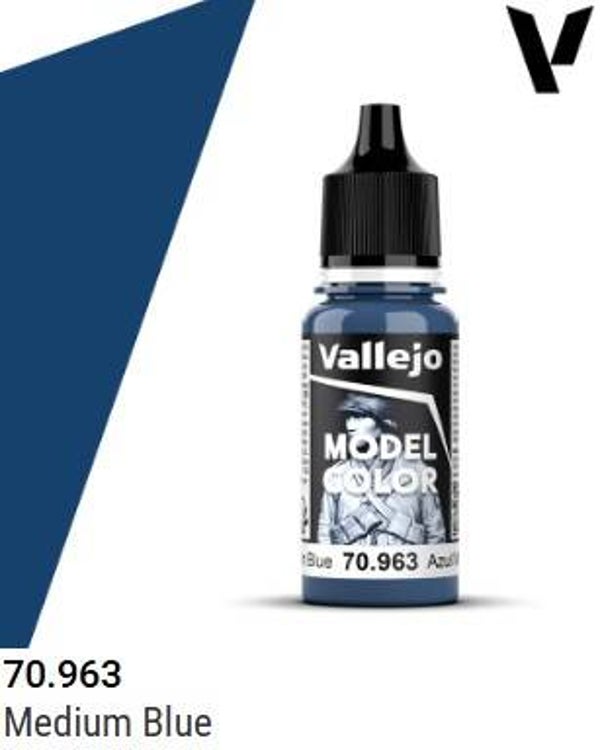 VALLEJO : REF : 70963 : MODEL COLOR SERIE : Medium Blue / Bleu Moyen (18 ml)