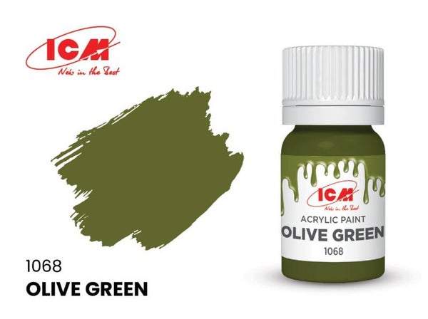 ICM : ACRYLIC PAINT : REF : 1068 : BASIC COLOR : Olive Green / Vert Olive (12 ml)