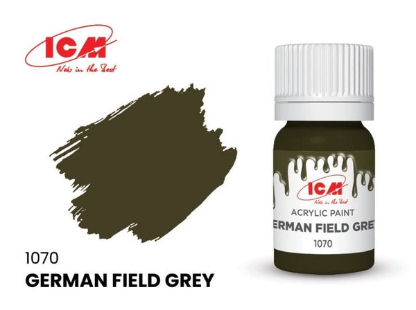 ICM : ACRYLIC PAINT : REF : 1070 : BASIC COLOR : German Field Grey / Gris Campagnard Allemand (12 ml)