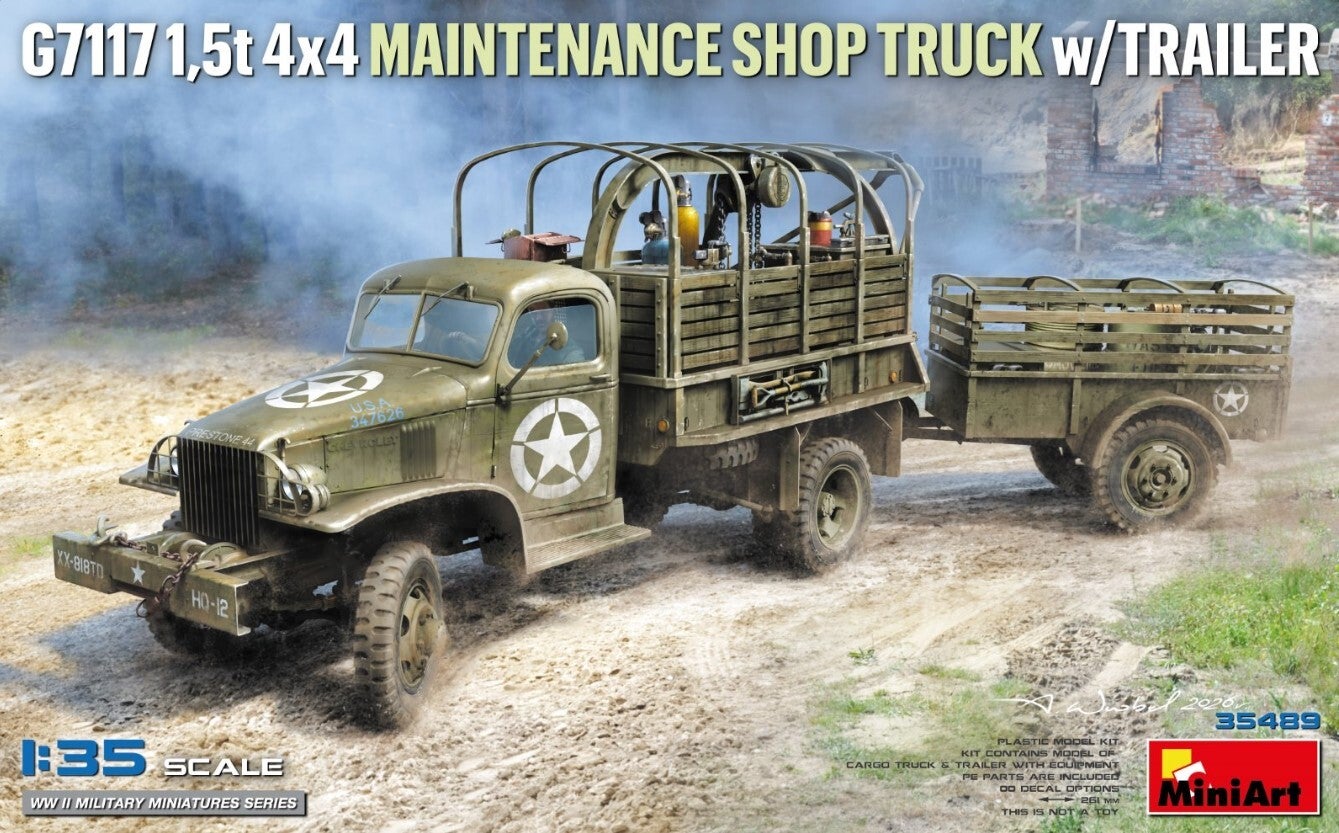 MINIART : REF : MINIART 35498 : 1:35 : US : Chevrolet : G7117 1,5t 4 X 4 Maintenance Shop Truck Cargo Truck (With Trailer)