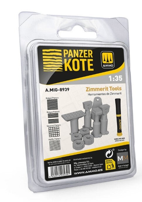 AMMO BY MIG J. : REF : A.MIG-8939 : Panzer Kote Zimmerit Tools in 1 :35 / Outils pour Application Zimmerit pour Tank à l'échelle 1:35