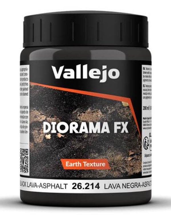 VALLEJO : REF : VAL26214 : DIORAMA EFFECTS : FX SERIE : EARTH TEXTURES : Black Lava-Asphalt (200 ml)