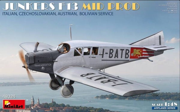 MINIART : REF : MINIART 48024 : 1:48 : AIRCRAFT KIT : German : JUNCKERS : F13. (MID PROD.) (Italian, Czechoslovakian, Austrian, Bolivian Service)