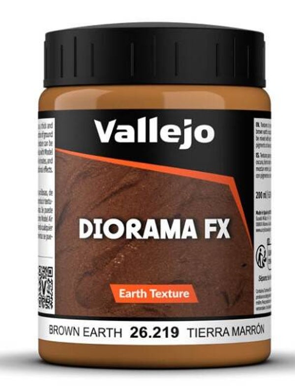 VALLEJO : REF : VAL26219 : DIORAMA EFFECTS : FX SERIE : EARTH TEXTURES : Brown Earth (200 ml)