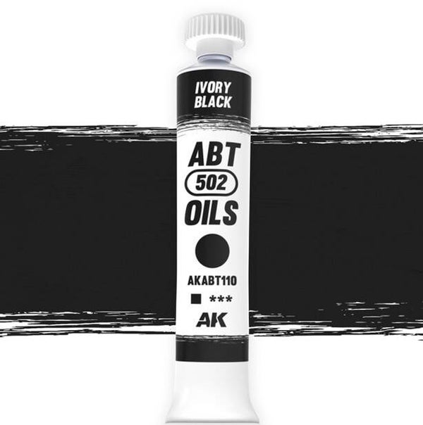 AK INTERACTIVE : REF : AKABT110 : ABT 502 SERIE (OIL / HUILE) : Ivory Black  (Noir Ivoire) (20ml)