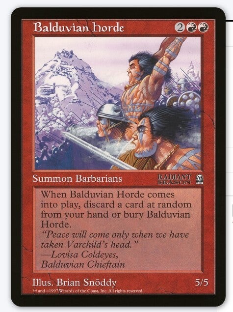 Magic : The Gathering (MTG) : OVERSIZED 6 X 9 PROMO : Balduvian Horde (SPLD-PLD (Few))