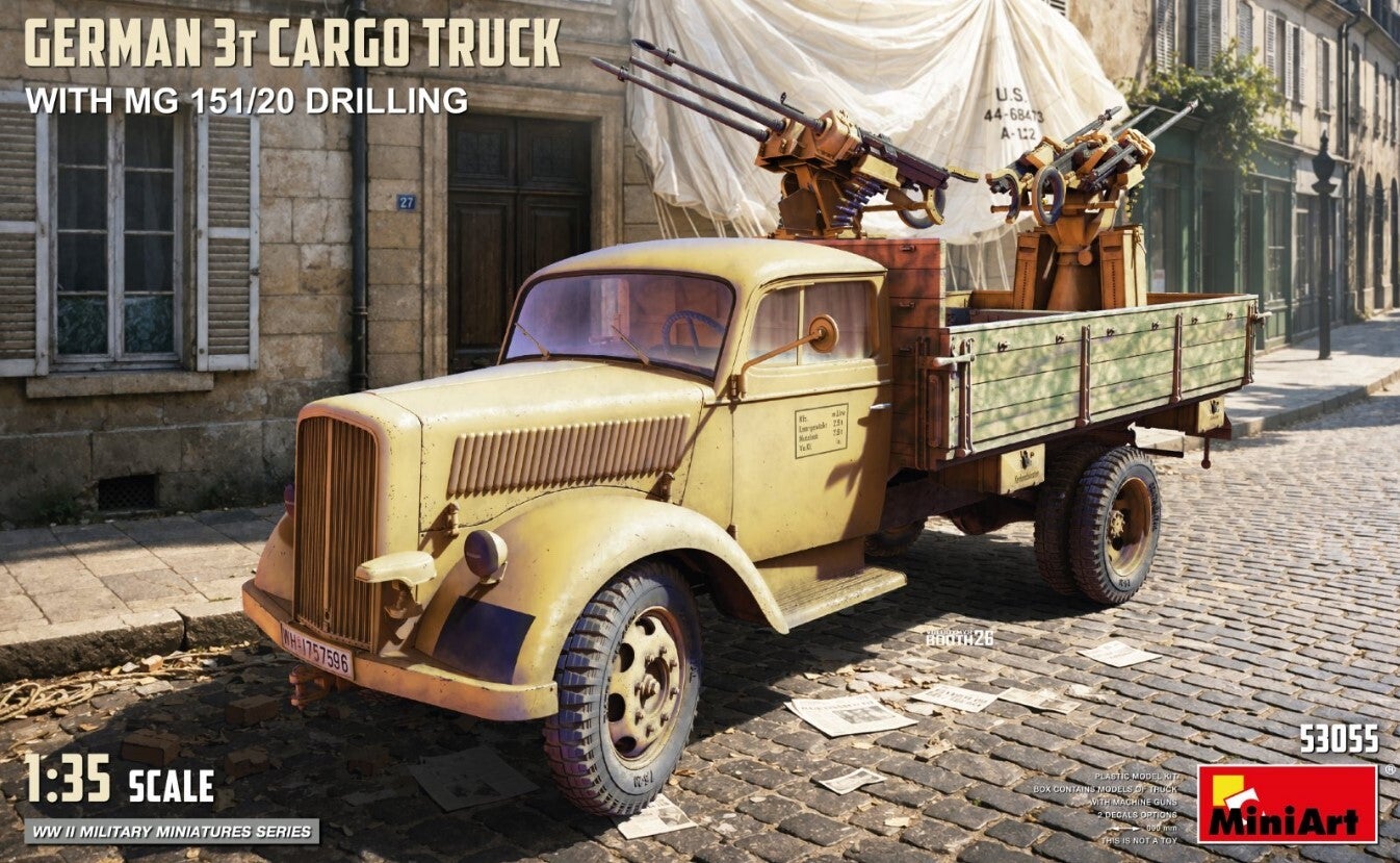 MINIART : REF : MINIART 53055 : 1:35 : German 3t Cargo Truck (With MG 151/20 Drilling)