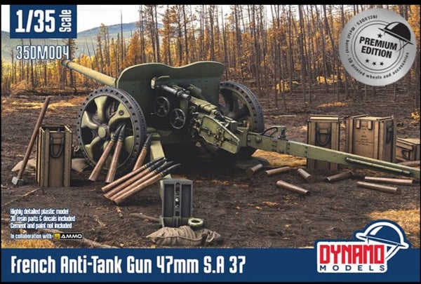 DYNAMO MODELS : REF : DYM-35DM004P : KITS : French Anti-Tank Gun 47mm S.A 37 (PREMIUM EDITION)