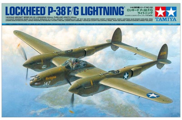 TAMIYA : REF : 61120 : 1:48 : AIRCRAFT SERIES KIT : US : LOCKHEED : P-38F/G LIGHTNING