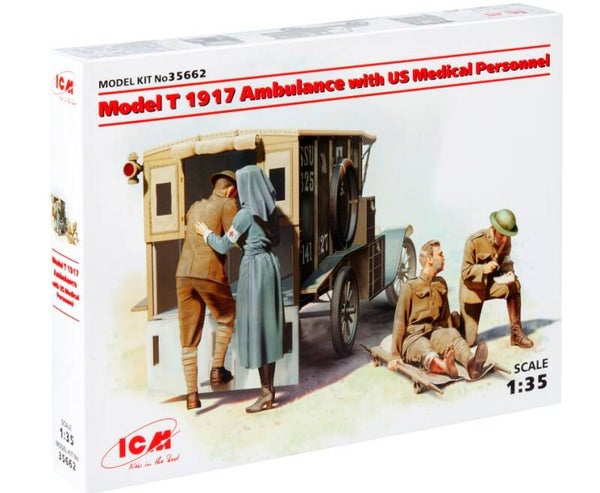 ICM : REF : 35662 : 1:35: US : FORD : Model T (1917) Ambulance (With US Medical Personnel (4 Fig.) (WWI)