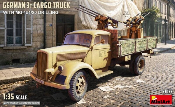 MINIART : REF : MINIART 53055 : 1:35 : German 3t Cargo Truck (With MG 151/20 Drilling)