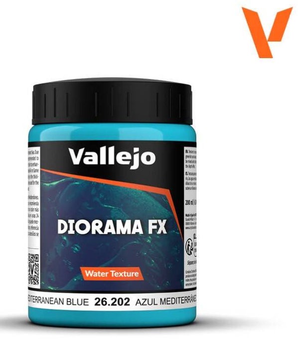 VALLEJO : REF : VAL26202 : DIORAMA EFFECTS : FX SERIE : WATER TEXTURE : Mediterranean Blue (200 ml)