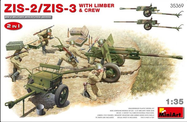 MINIART : REF : MINIART 35369 : 1:35 : SOVIET :  ZIS-2 / ZIS-3 (With Limber & Crew) (2 IN 1)