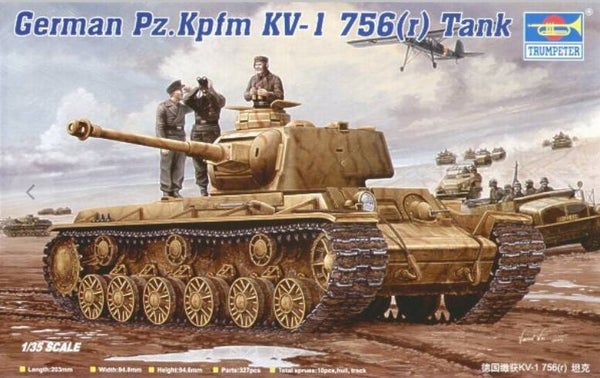 TRUMPETER : REF : 00366 : 1:35 : Soviet : Pz.Kpfm KV-1 756(r) Tank (Under German Possession)