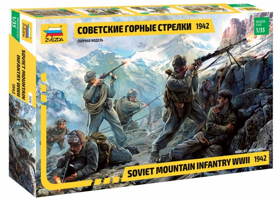 ZVEZDA : REF : 3606 : 1:35 : Soviet Mountain Infantry (1942) (6 Fig)