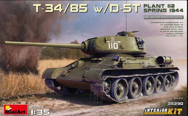 MINIART : REF : MINIART 35290 : 1:35 : SOVIET : T-34 / 85 W/D-5T. (Plant 112) (Spring 1944) (INTERIOR KIT)