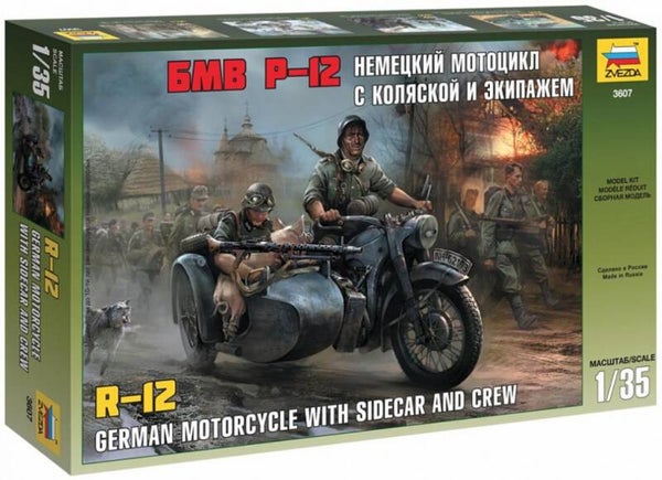 ZVEZDA : REF : 3607 : 1:35 : German : BMW : R12 Motorcycle with Sidecar and Crew